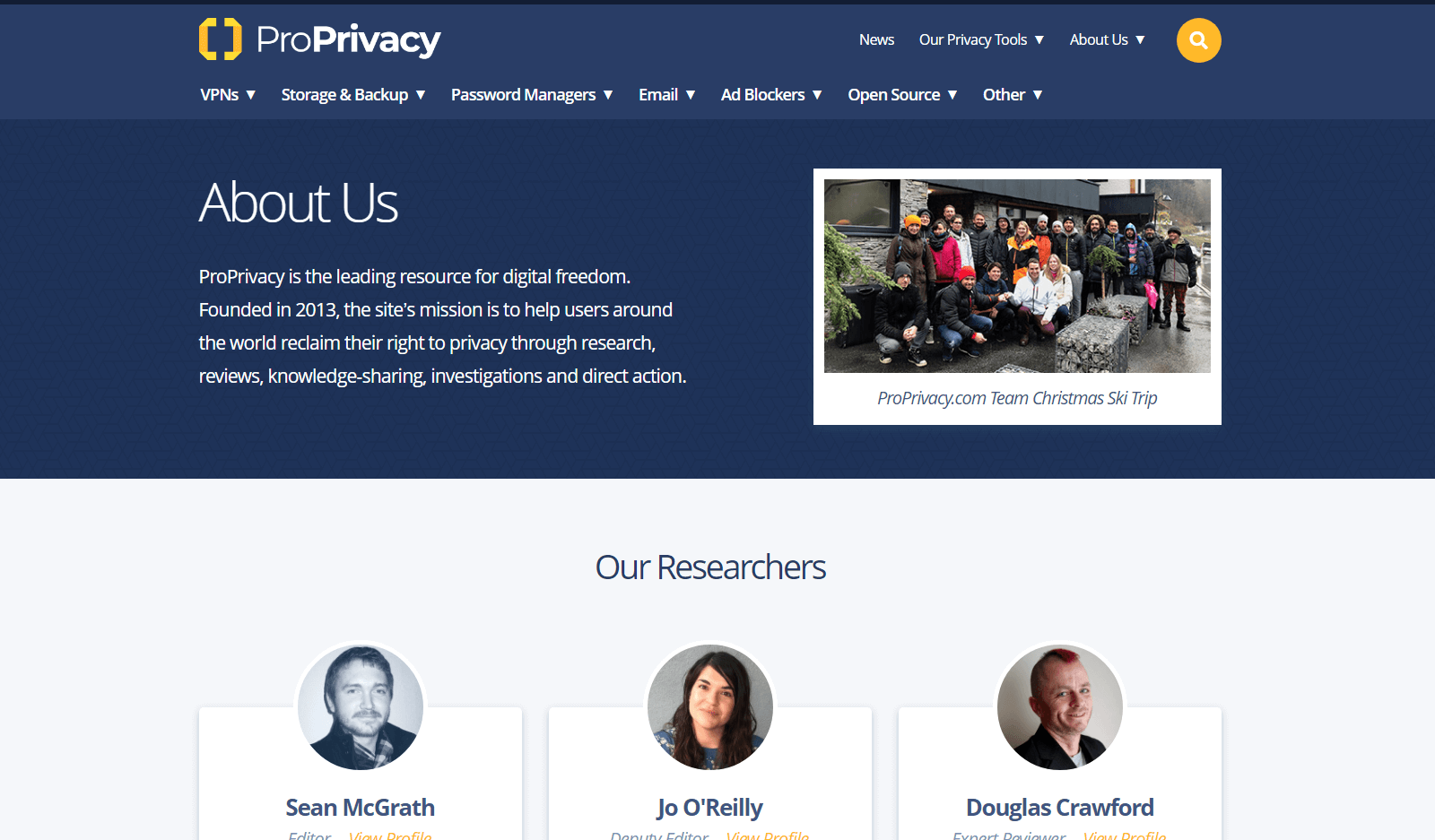 Screenshot of ProPrivacy's About Page