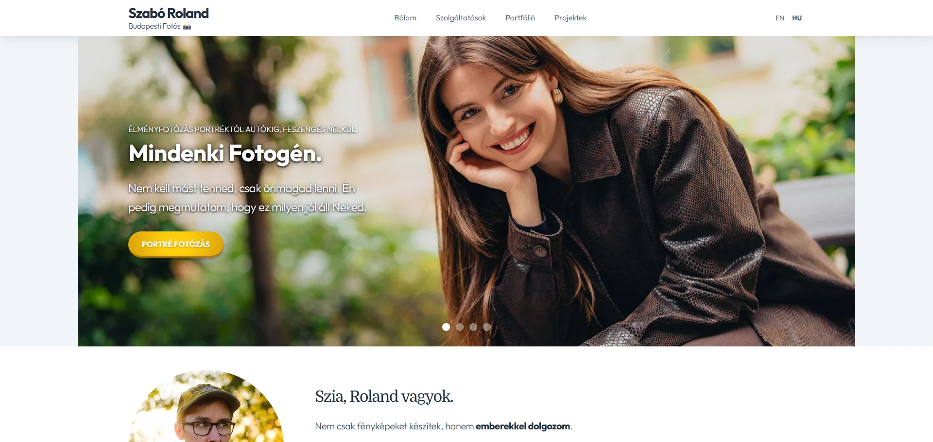 The opening section of the previous rolandszabo.photo homepage.