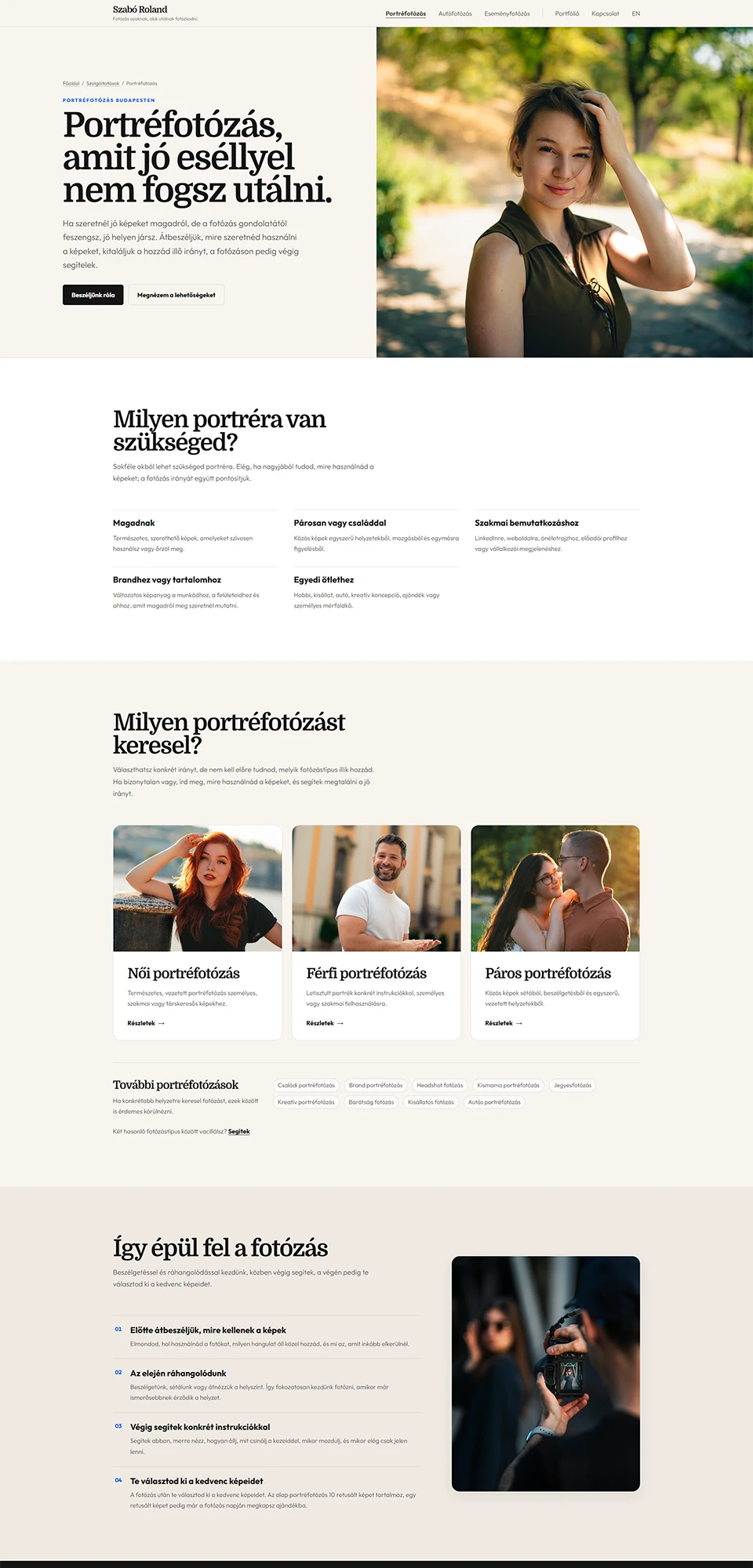 The portrait photography service hub on rolandszabo.photo.