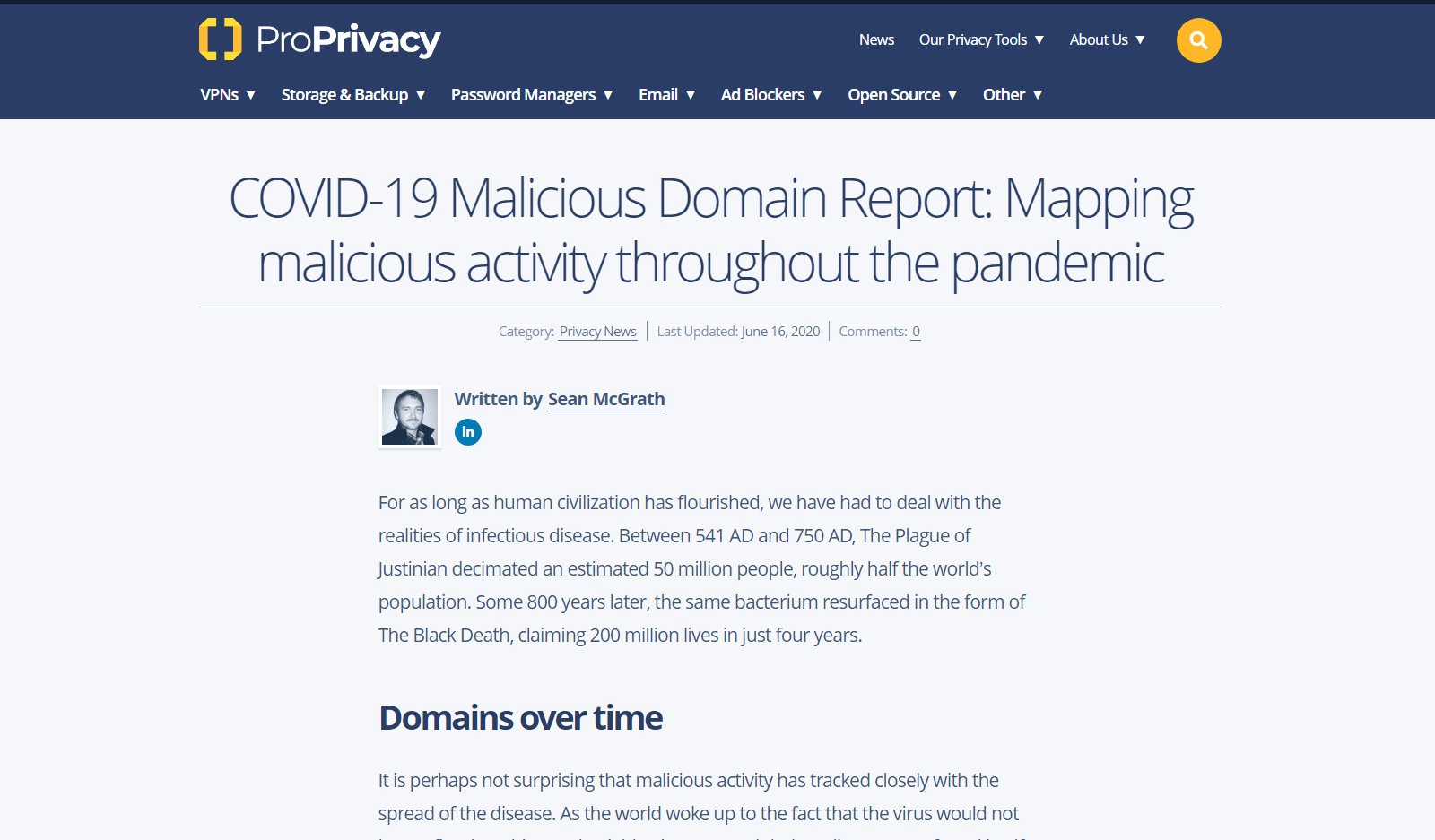 Screenshot of ProPrivacy's Article Page