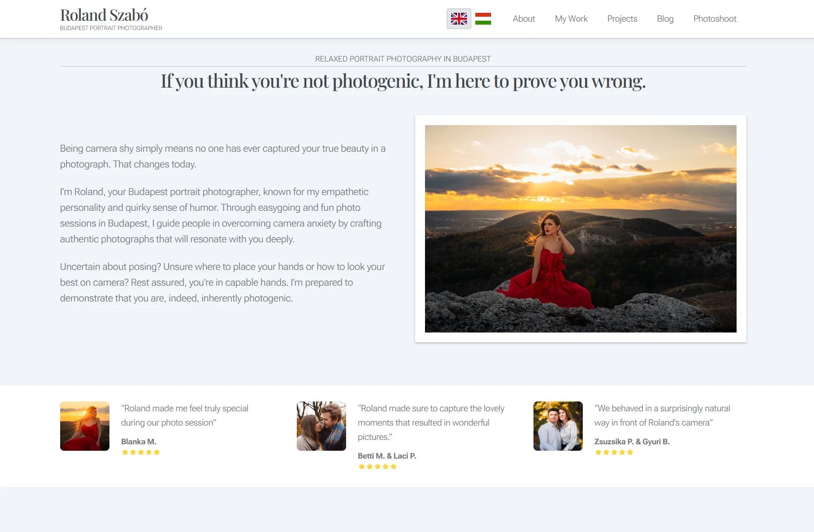Screenshot of Roland Szabó Photography's Landing Page